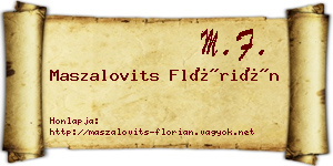 Maszalovits Flórián névjegykártya